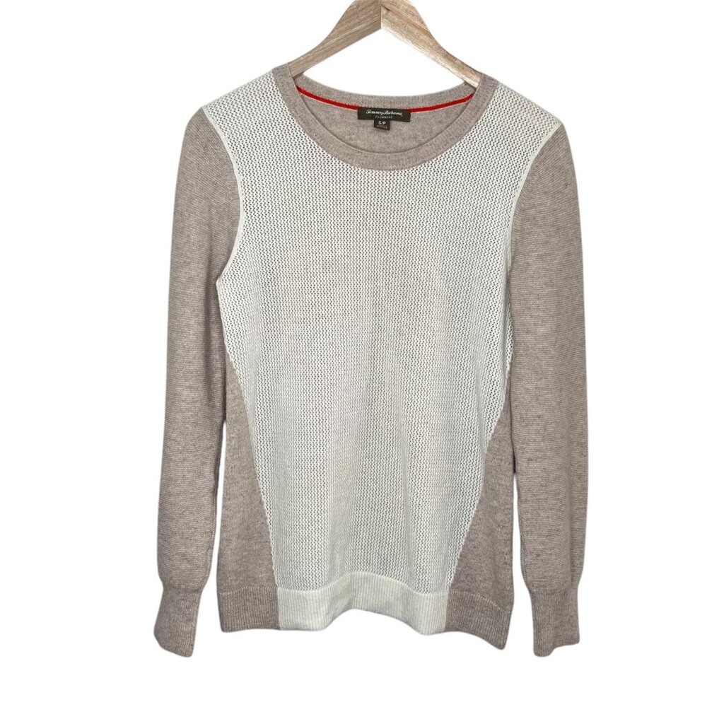 Tommy Bahama womens Beige raglan Cashmere knit pull over Sweater size small